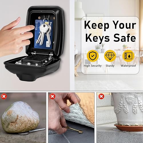 LURICO Cassaforte per Chiavi, Cassetta Sicurezza Chiavi con Codice di Reset 12 Cifre, Impermeabile Cassetta Portachiavi con Combinazione per Casa Garage Fabbrica - Honorern