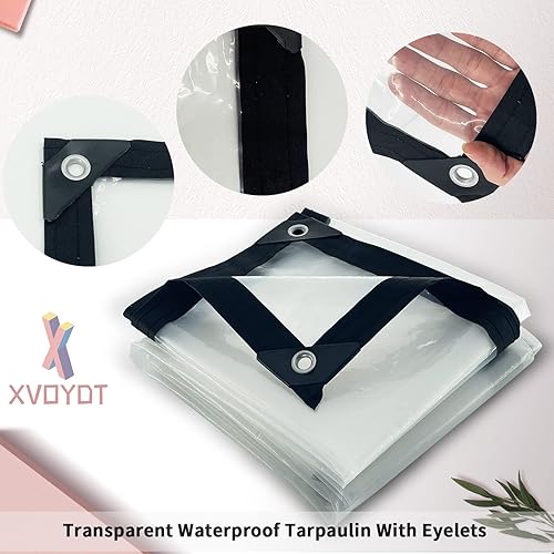 Telo Impermeabile trasparente,telone trasparente con occhielli per uso esterno,telo in PE Telo impermeabile pieghevole in plastica con corde elastiche da 5 m Resistente alle intemperie neve(1x2m) - Honorern