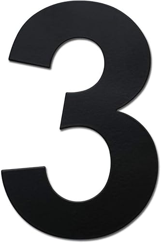 3in Numero casella di posta Numeri civici Nero Numero Numero di acciaio Numero civico esterno di acciaio in Solido Acciaio Inossidabile 304,adesivo 4in/10cm(3) - Honorern