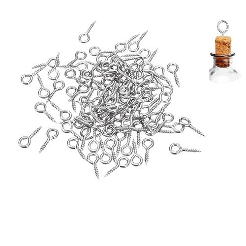 100 viti a occhiello, mini viti a occhiello in acciaio inox 304, piccoli ganci autofilettanti per fai da te, ciondoli in argilla in legno, bottiglie con tappo in sughero (8 x 4 mm) - Honorern