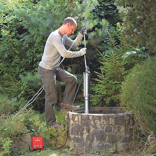 Einhell GC-DW 1300 N Pompa di profondità acque chiare (1300 W, portata max 5000 L/h, prevalenza 65 m, immersione max 20m, 10 giranti, incl. 20 metri corda e centralina) - Honorern