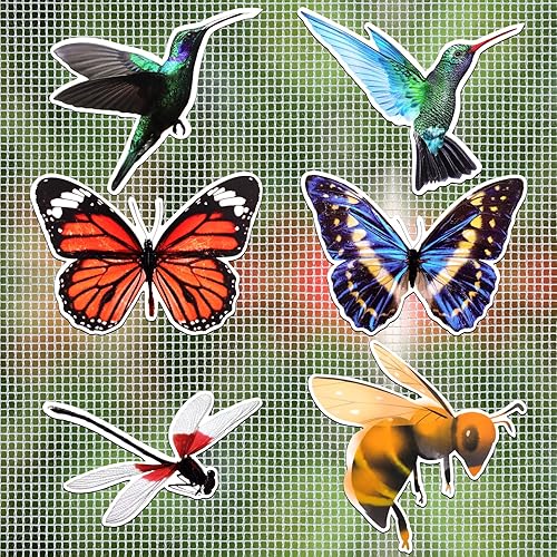 12 Pezzi Magneti per Porta Schermo di Colibrì,Flessibile Farfalle Ape Screen Door Decals,Doppia Faccia Schermo Protezione Magnetica è Adatto a Proteggere Bambini e Animali Domestici(6 Stili) - Honorern