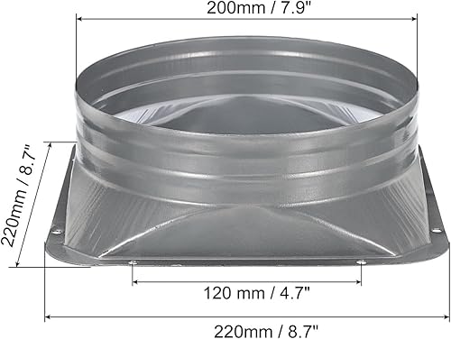 PATIKIL 8' Condotto Connettore Flangia, Metallo Dritto Tubo Flangia Quadrato a Rotondo Interfaccia Aria Condotto per Riscaldamento Raffreddamento Ventilazione HVAC sistemi - Honorern