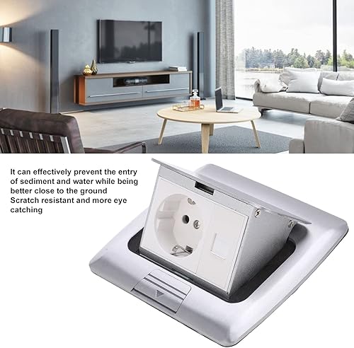 Presa da Pavimento, Presa Elettrica Scatola Presa da Pavimento Impermeabile Buona Tenuta Sicuro Incorporato Pratico Argento Half Arc Rimbalzo Presa da Pavimento Presa da Pavimento Popup Rimbalzo da Pa - Honorern