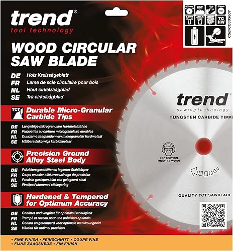 Trend Lama per sega circolare CraftPro TCT a gancio negativo, diametro 305 mm x 64 denti x foro 30 mm, punta in carburo di tungsteno, CSB/CC30564 - Honorern