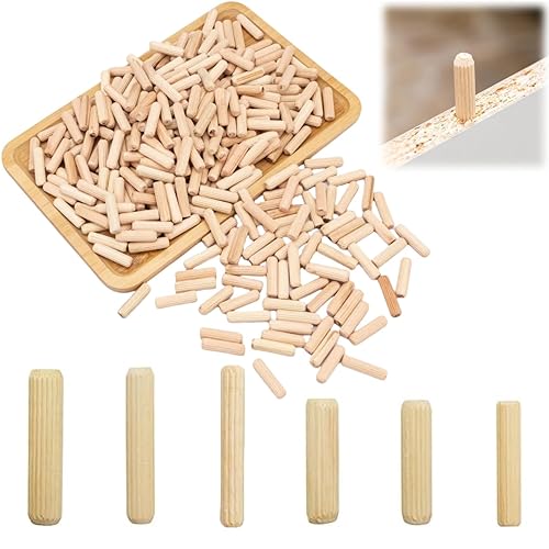 Tasselli in Legno,600pcs Scanalate in Legno,Spine Legno,Perni di Legno,Perni di Legno Duro Perno Scanalato Tasselli Perni Scanalati per Mobili, Progetti di Artigianato,Fai Da Te - Honorern