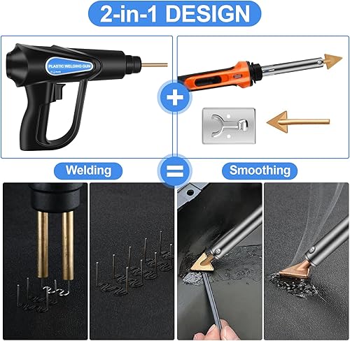 Saldatrice per Plastica - KKMOL Saldatore Plastica Kit con 852 pezzi(Attrezzature*2), Pistola per Saldare la Plastica, Riparazione Graffette Saldatura Plastica per Paraurti, Ricambi Auto, Kayak - Honorern