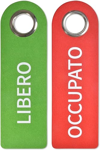 2 segni di Porta Libero/Occupato - Ciascuno 27 x 8,5 x 0,5 cm - Anello di Protezione in Metallo implementato per durabilità - Realizzato in Feltro di Poliestere Resistente all'Acqua - Honorern