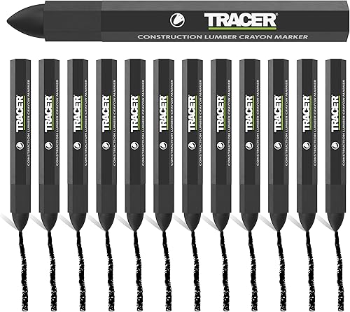 Construction Lumber - Pennarelli a pastello, confezione da 12, colore nero, 12 pastelli per marcatura multisuperficie - Honorern