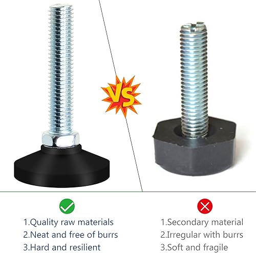 4 Pezzi Piedini regolabili Viti di Piedini per Mobili con Piedino in Plastica per Tavolo Sedia Armadio Appendini Letto tavolo (M10*50 mm) - Honorern