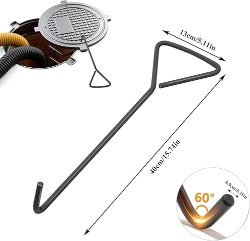 Gancio per Tombino Sollevamento per Chiusino Sollevamento Gancio Chiusino, in acciaio inox Gancio per Tombino Chiusino, per Porte Avvolgibili, Tritarifiuti e Fognature(400mm) - Honorern