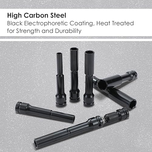 TOPWAY 1/2' Set di Chiavi a Bussola Extra Profonda Impact 9 Pezzi 8-19 mm Metrico Bussole Extra Lunghe Camion Trattori Motori Riparazione Garage Strumento - Honorern