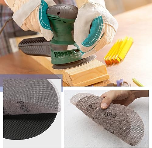 eMagTech Dischi Abrasivi A Rete Con Gancio E Anello Da 20 Pezzi Da 5 Pollici 80/150/240/400 Assortiti Grana Abrasiva Senza Polvere Disco Abrasivo Anti-blocco Tamponi Abrasivi A Rete - Honorern