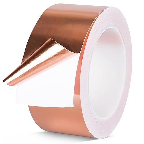 Nastro In Rame Autoadesivo Nastro In Lamina Di rame 50mm x 25m Nastro Lamina Nastro Di Per Lumache Per Schermatura EMI Repellente Artigianato Riparazione Elettronica Saldature (50mm x 25m) - Honorern