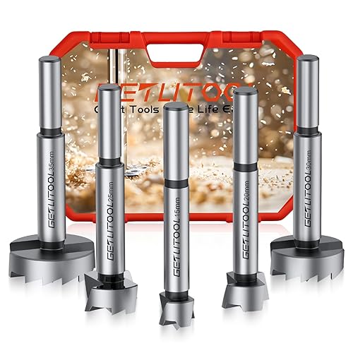 GETLITOOL Set 5pz Punte Forstner Metriche 15-35 mm Multi-Denti, Kit 5x Punte da Trapano Trivello Forstner Drill Bit in Acciaio 40Cr per Foratura su Legno Compensato con Valigetta - Honorern