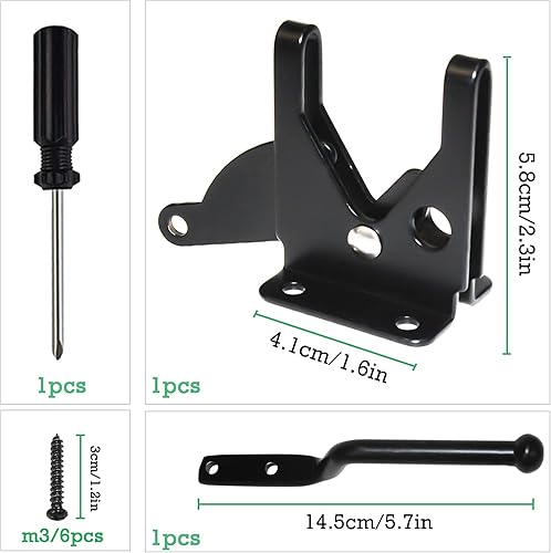 Chiavistello Porta Nero Serratura per Cancello da Giardino Chiavistello automatico per cancello a gravità Chiavistello Automatico per Cancello con Viti ideale per cancello da giardino e porta esterna - Honorern