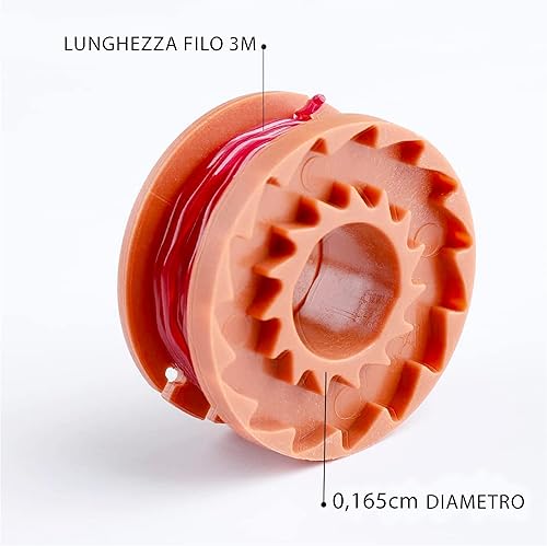 6 Bobine Ricambio Per Decespugliatore Rocchetti Filo Per Tagliabordi Diametro ⌀1,65 mm 3 m di Lunghezza Trimmer In Nylon Con Coperchio Colore Arancione - Honorern