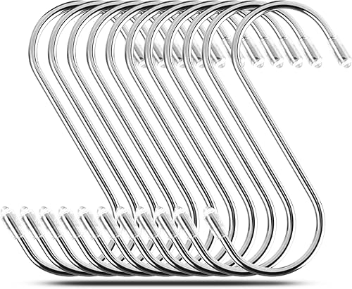 50 ganci a S in acciaio inox da 10 cm, ganci in metallo da appendere, ganci a S, per cucina, bagno, camera da letto e ufficio - Honorern