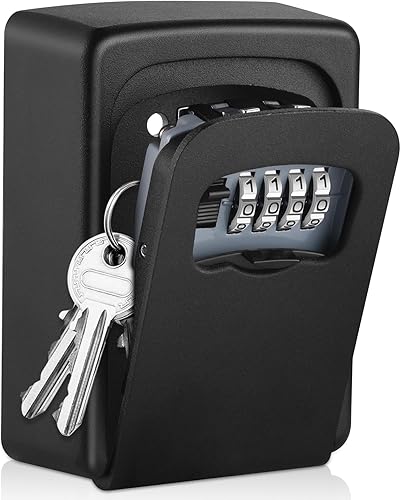 Cassetta di Sicurezza a Chiave Impermeabile, Cassaforte Porta Chiavi da Esterno a 4 Cifre Combinazione Codice, Montata a Parete per Casa/Garage/Casa in Affitto Ecc- Nero - Honorern