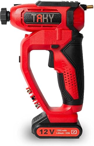 Compressore Cordless Eolo, 12 V 1300mAH, 3 ugelli, display digitale, 4 accessori per il gonfiaggio, Luce Led, Batteria Ricaricabile, 6,5x14x25,5 cm - Honorern