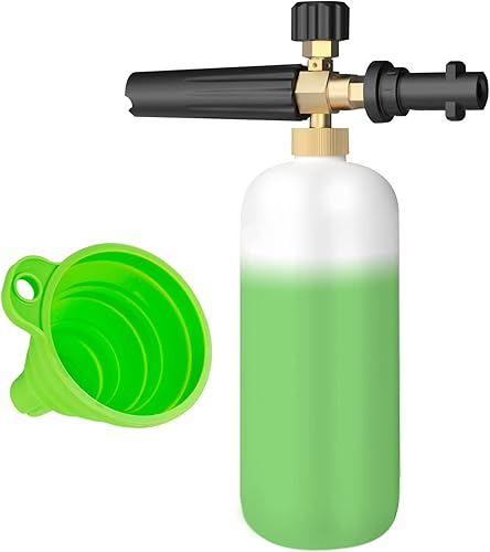 Cannone per lancia in schiuma da neve, compatibile con pistola ad alta pressione Karcher K2 K3 K4 K5 K6 K7, erogatore di sapone da 1 L, con ugello spruzzatore regolabile per pulizia auto - Honorern