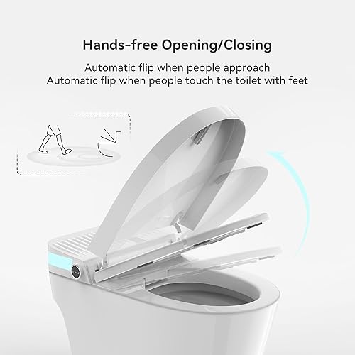 Smart bidet WC con bidet integrato, sedile WC intelligente bidet riscaldato bidet sedile WC auto scarico e coperchio soft-close, igienico stile giapponese WC con display a LED e telecomando - Honorern