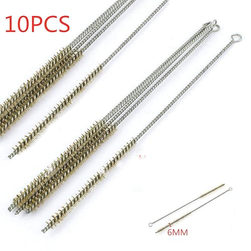 Chiloskit 10 pezzi di spazzola in filo di ottone per la pulizia di tubi, 6 mm, con setole flessibili e spazzola per sfiato - Honorern