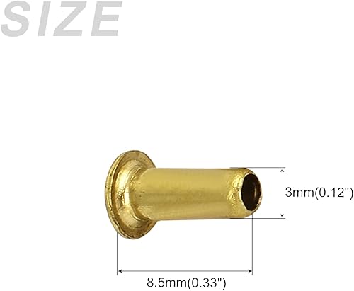 Foro Passante Rivetto (3mm x 8mm) 100pz, Ottone Placcato Metallo Cavo Rivetto Dadi - per PCB Schede, Dorato - Honorern