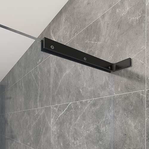 LukLoy Staffa di Supporto Fissa in Vetro da Parete Senza Cornice, Barra per Doccia, Montaggio a Forma di L Senza Trapano - Honorern