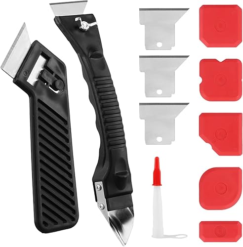 Set di strumenti per la rimozione del silicone da 11 pezzi - raschietto per giunti e levigatore per giunti - per rimuovere e rinnovare i giunti in silicone - Honorern