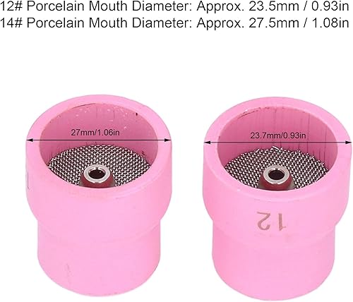 Tazza di Saldatura, 2 Pezzi TIG 12 14 Ugello in Ceramica Accessorio Torcia Kit Set di Attrezzature per WP9 17 18 20 25 26 Rosa Rosa (WHITE) - Honorern