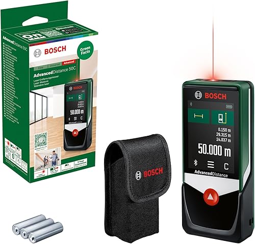 Bosch Metro Laser Distanziometro Laser AdvancedDistance 50C (misura distanze con precisione fino a 50 m, display touch, funzioni di misurazione con assistenza integrata, in cartone) - Honorern