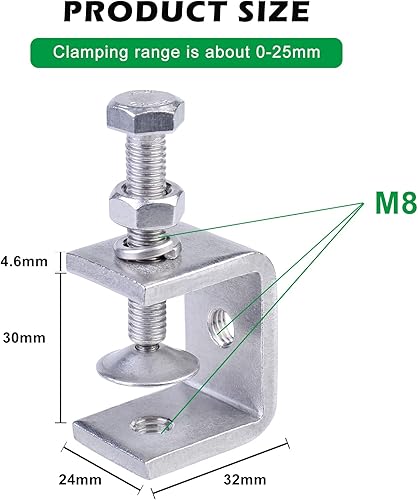 Set di morsetti a C, 6 morsetti a C, in acciaio inox 304, resistente a C, con ampie aperture per ganasce, lavorazione del legno, morsetto per la lavorazione del legno, saldatura, carpenteria - Honorern
