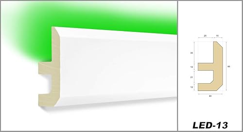 Modanature per stucco HEXIM LED Confezione risparmio - Illuminazione indiretta con modanature per soffitti in PU, leggere e opache (2m LED-13) Modanature Accessori per pareti - Honorern