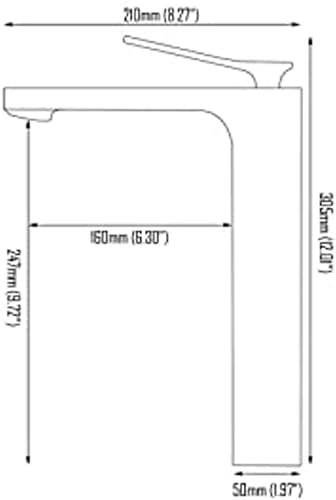 Rubinetto Lavabo Bagno Alto Monocomando per Lavabo Acqua Calda e Fredda Regolabile Rubinetto, Pittura nera - Honorern