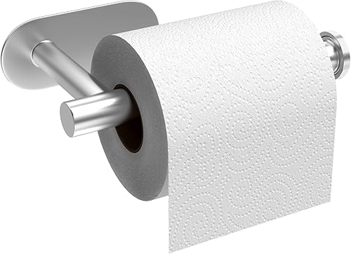 Porta Carta Igienica senza foratura, Portarotolo per carta igienica autoadesiva, Porta fazzoletti in acciaio inox, Adatto per porta carta igienica per bagno, cucina, soggiorno(d'argento) - Honorern