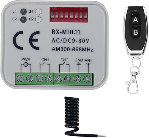 Ricevitore Interruttore 300-868MHz Ricevitore Universale AC/DC 9-30V per Interruttore Garage Controllo Porta Garage - Honorern