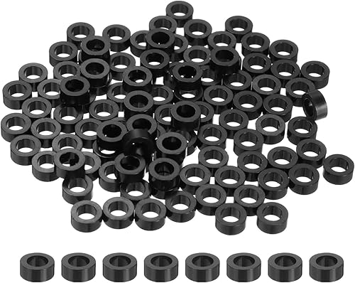 100pz Distanziali Tondi in Nylon 4mm Id, 7mm Od, 3mm Distanziatori per Viti di Altezza Senza Filetto, Distanziatore in Plastica per Viti M4, Nero - Honorern