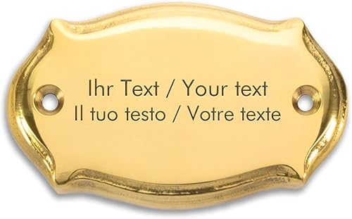 Targa per porta in ottone con incisione personalizzata – 86 x 48 mm, ovale curvo, per campanello, targhetta per incisione - Honorern