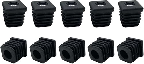10 tappi terminali in plastica nera, 30 x 30 mm, dadi in plastica, tappi per tubi filettati M8, inserti per tubi quadrati, tappi per gambe di mobili, per tavoli, sedie, tappi per gambe di mobili - Honorern