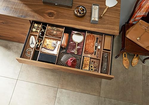 Blum AMBIA-LINE - Cornice per cassetti da cucina, larghezza 100 mm, lunghezza 472 mm, altezza 50 mm, con fondo, design in legno, noci Tennessee, 1 pezzo, organizer da cucina - Honorern