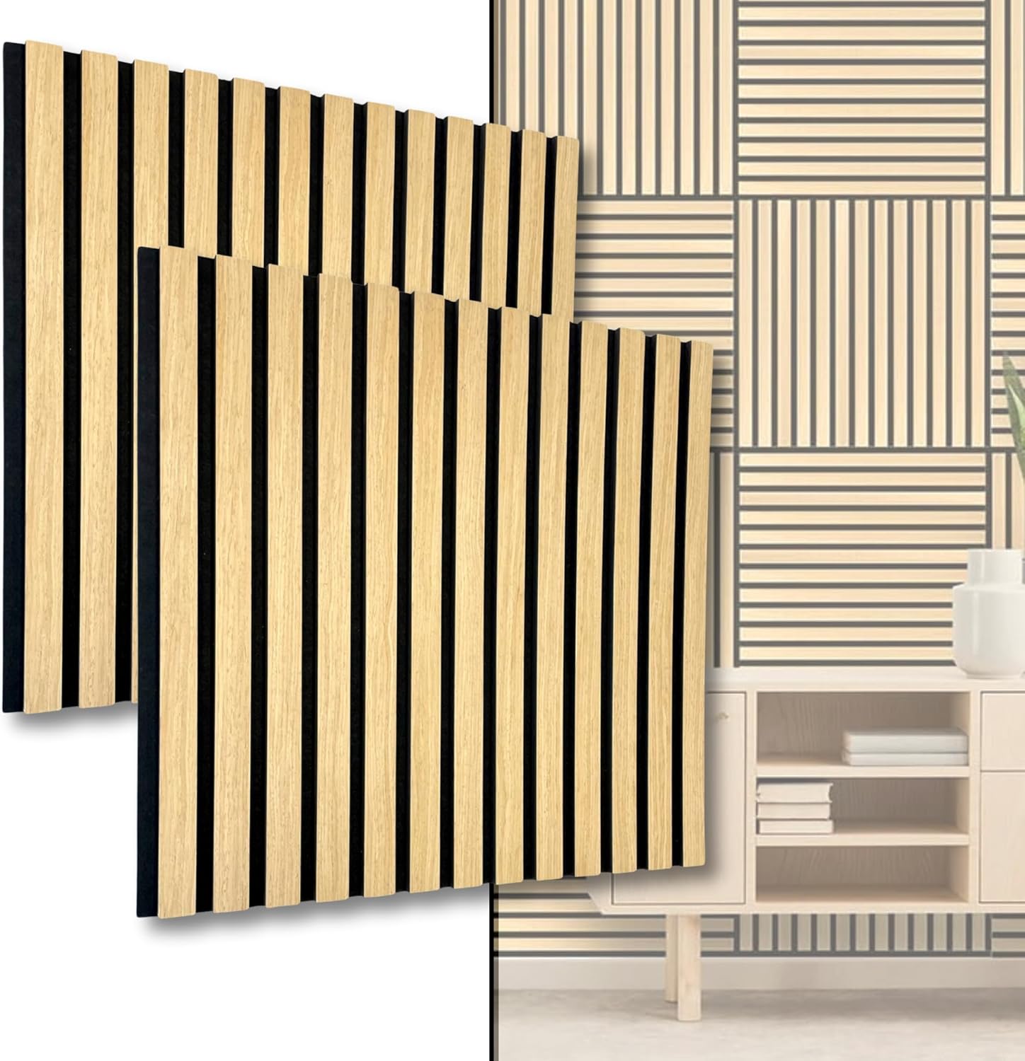 2 pannelli da parete in legno da 0,54 m², pannelli 3D, pannelli da parete in legno, isolamento acustico, feltro PET da 6 mm e MDF 9 mm (11003C) - Honorern