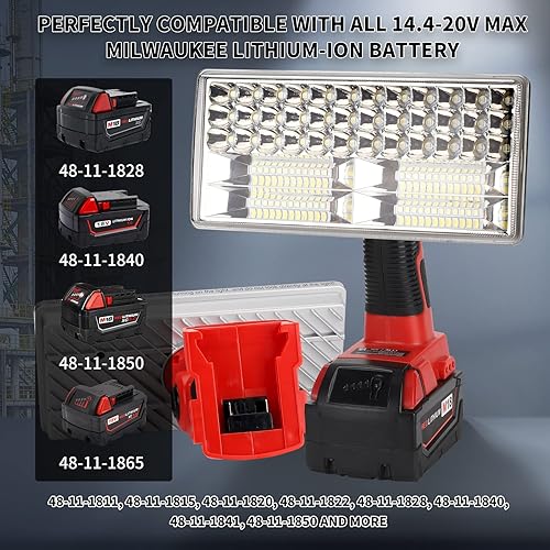 Lampada a LED senza fili da 4200 lm, compatibile con batteria al litio Milwaukee M18, 18 V, luce da lavoro per campeggio, riparazione auto, emergenza e illuminazione in cantiere - Honorern