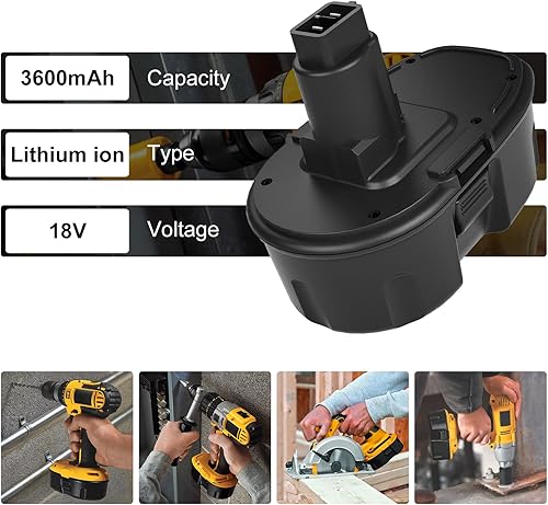 Moticett 3.6Ah Sostituzione Per Dewalt DC9096 Batteria 18V NI-MH Compatibile con La Batteria Per Dewalt DC9096 DC9098 DE9039 DE9095 DE9096 DW9096 DC330 DC725 DC925 Strumento - Honorern