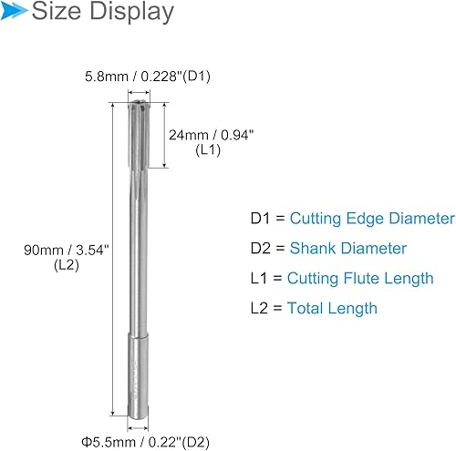 Macchina Alesatori Alesatori, 5.8mm Diametro D4 Precisione, M35 Cobalto Alta Velocità Acciaio Dritti Scanalatura Fresatura Fresa - (per Tornio Macchina), 2 pezzi - Honorern