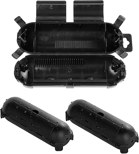 Scatola per cavi impermeabile, per esterni, colore nero, protegge il cavo da umidità, polvere e intemperie, ideale per giardino, terrazza, balcone o campeggio, facile da usare, robusta e durevole - Honorern