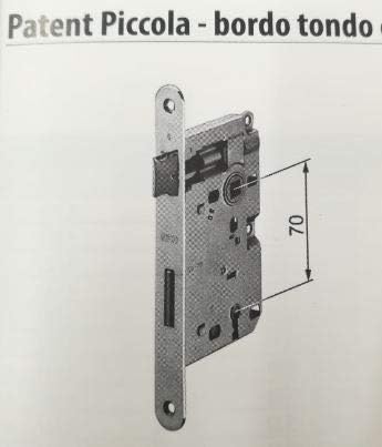 Serratura AGB patent piccola- scrocco reversibile e mandata BRONZATA ENTRATA 50 - Interasse 70 mm. Frontale bronzato mm.20x188 mm. Compresa la chiave. Il prezzo non include la contropiastra. - Honorern