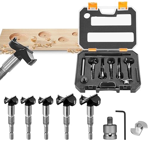 Punta per Trapano Forstner,set di frese per legno, 15-35 mm,punte per trapano con gambo rotondo, punta di centraggio, per legno e legno duro, con punte legno da 35 mm, 30 mm, 25 mm, 20 mm, 15 mm - Honorern