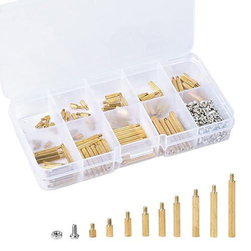 270 Pezzi M2 Distanziale Esagonale Maschio Femmina, Distanziale Dado Set di Viti, Esagonale Ottone Distanziatore Vite Dado Filettato Pilastro, M2 Standoff in Ottone PCB Scheda Madre Assortimento Kit - Honorern