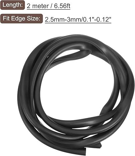 Profilo di Protezione a U, Protezione per Bordi con Striscia di Tenuta in Gomma da 6,6 Piedi di Lunghezza Tipo Rotondo, Adatta per Bordi da 2,5-3mm, (9/32' L x 25/64' A) Nero - Honorern